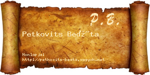 Petkovits Beáta névjegykártya